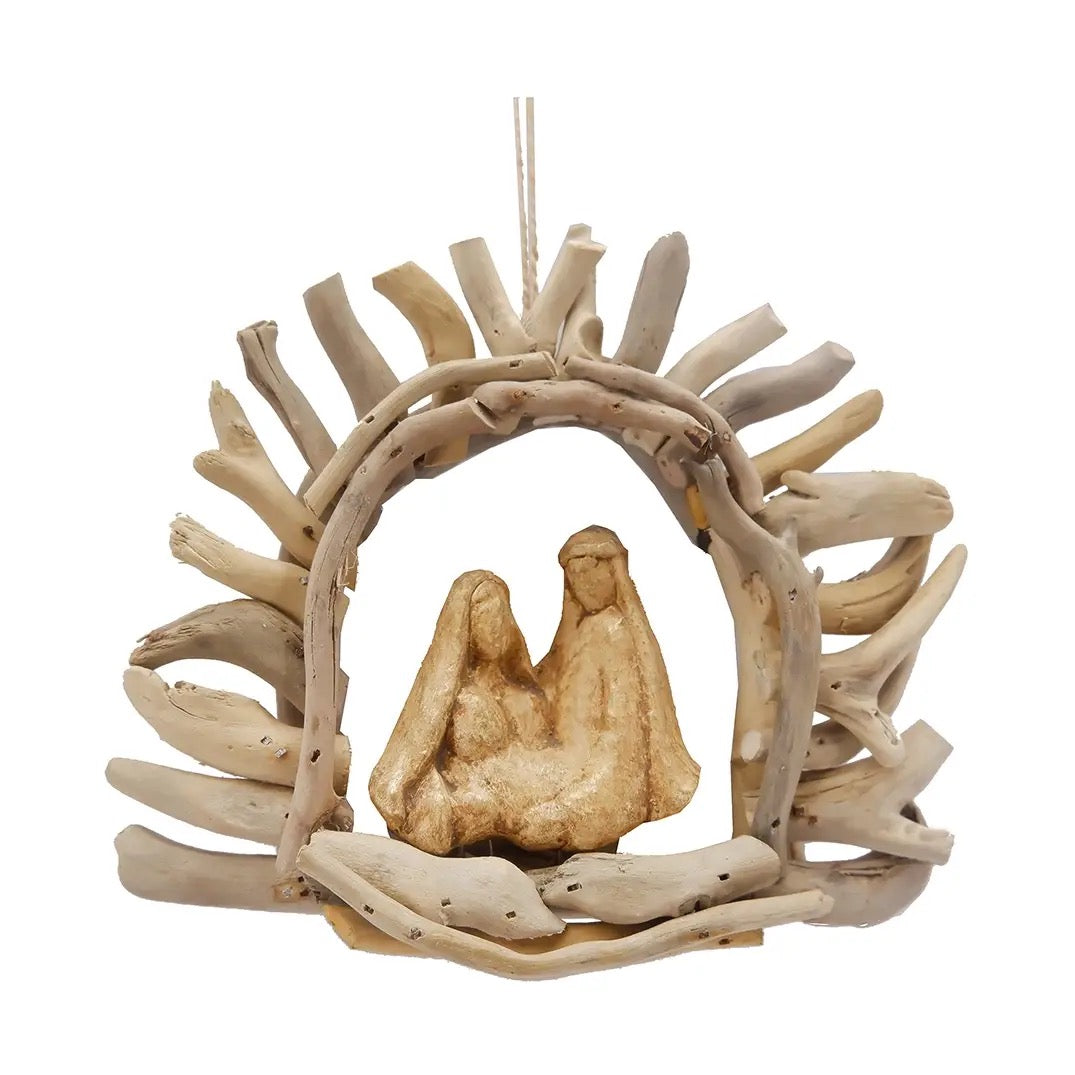 Christmas Nativity Manger W/ Arch Driftwood