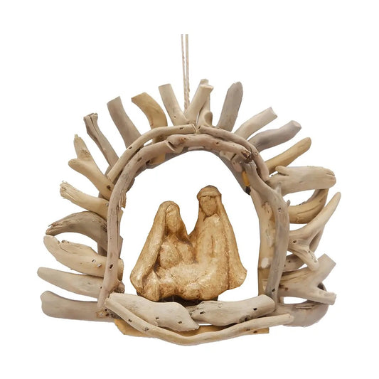 Christmas Nativity Manger W/ Arch Driftwood