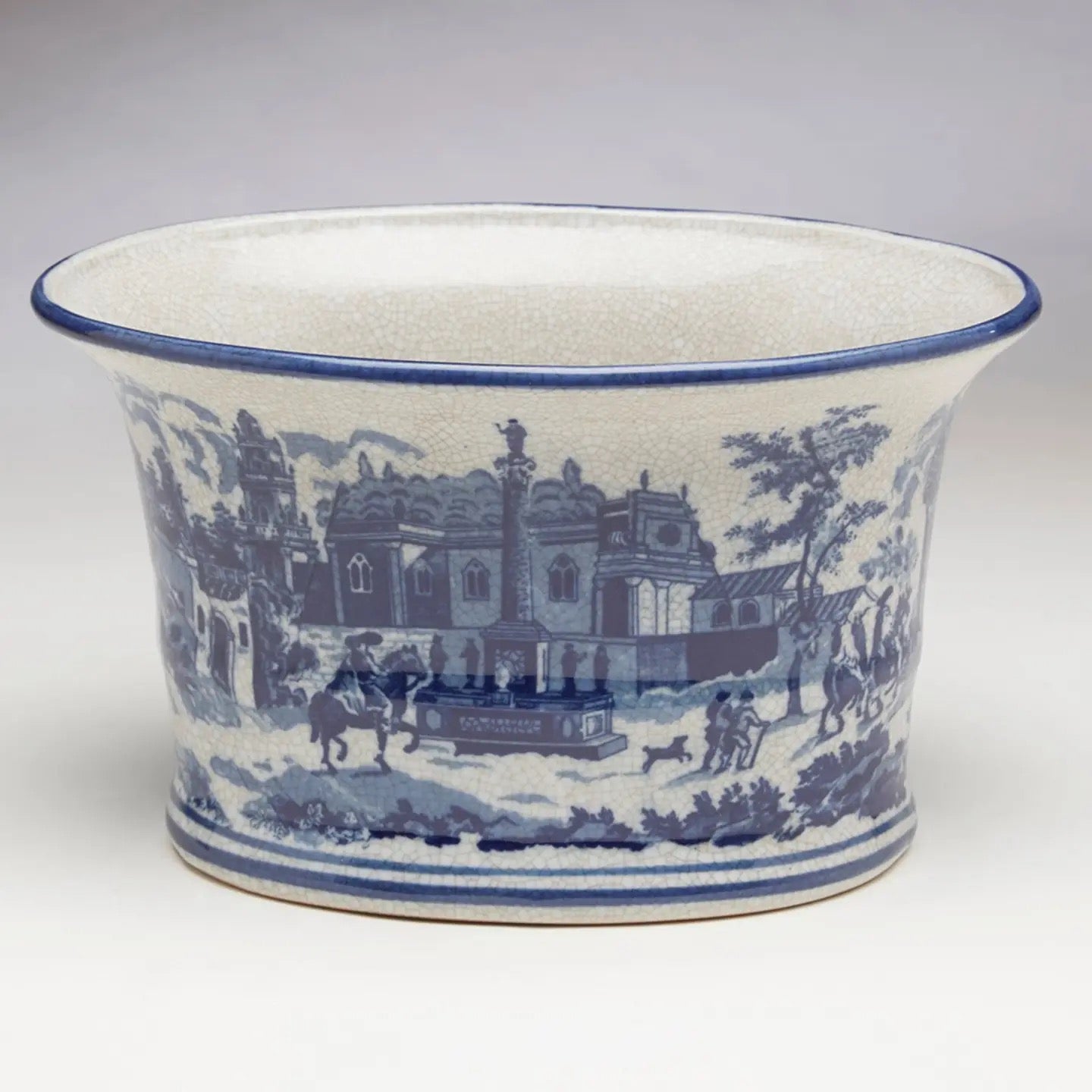 Blue & White Village Scene Planter