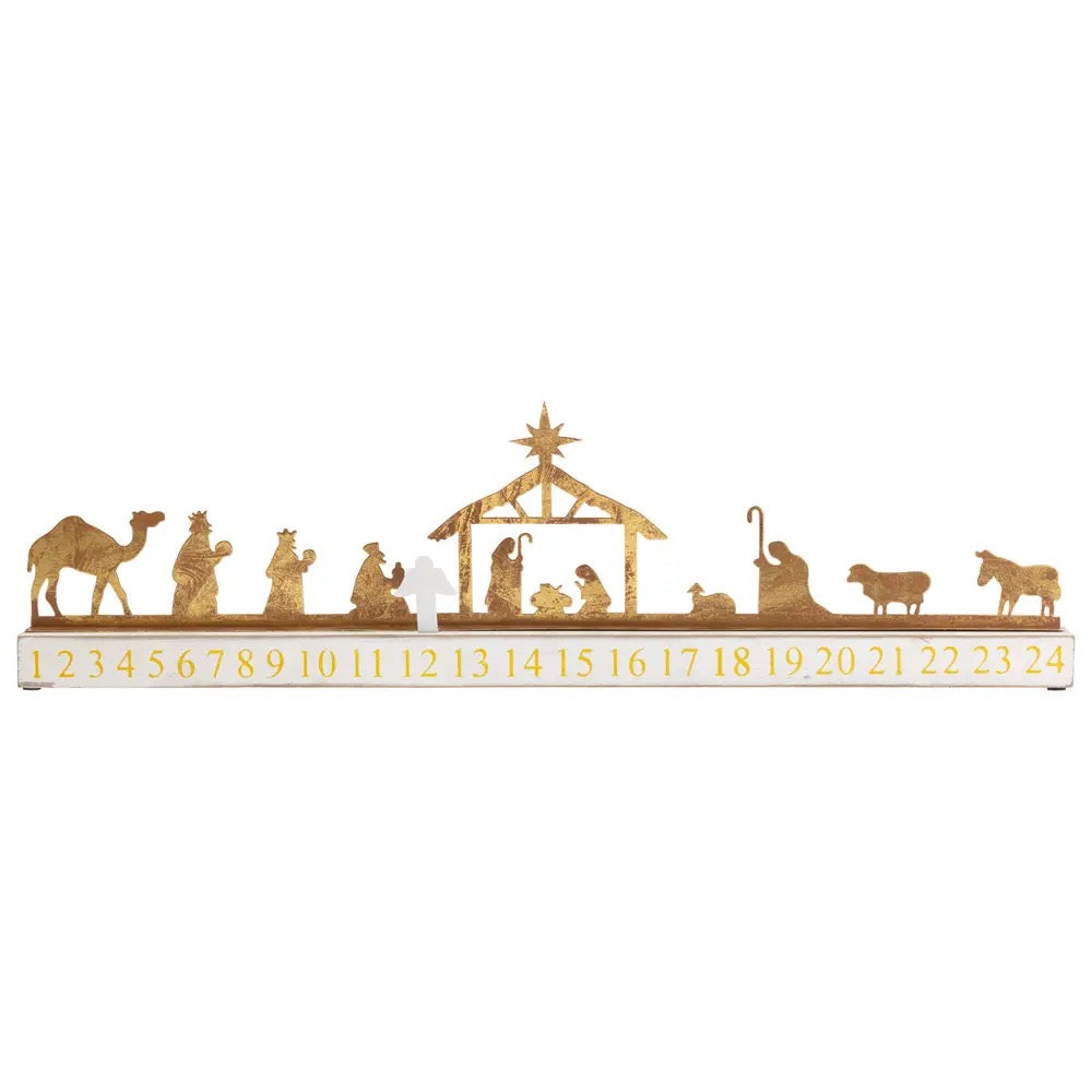 23" Gold & White Nativity Advent Calendar Christmas
