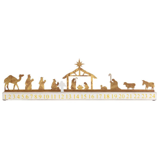 23" Gold & White Nativity Advent Calendar Christmas