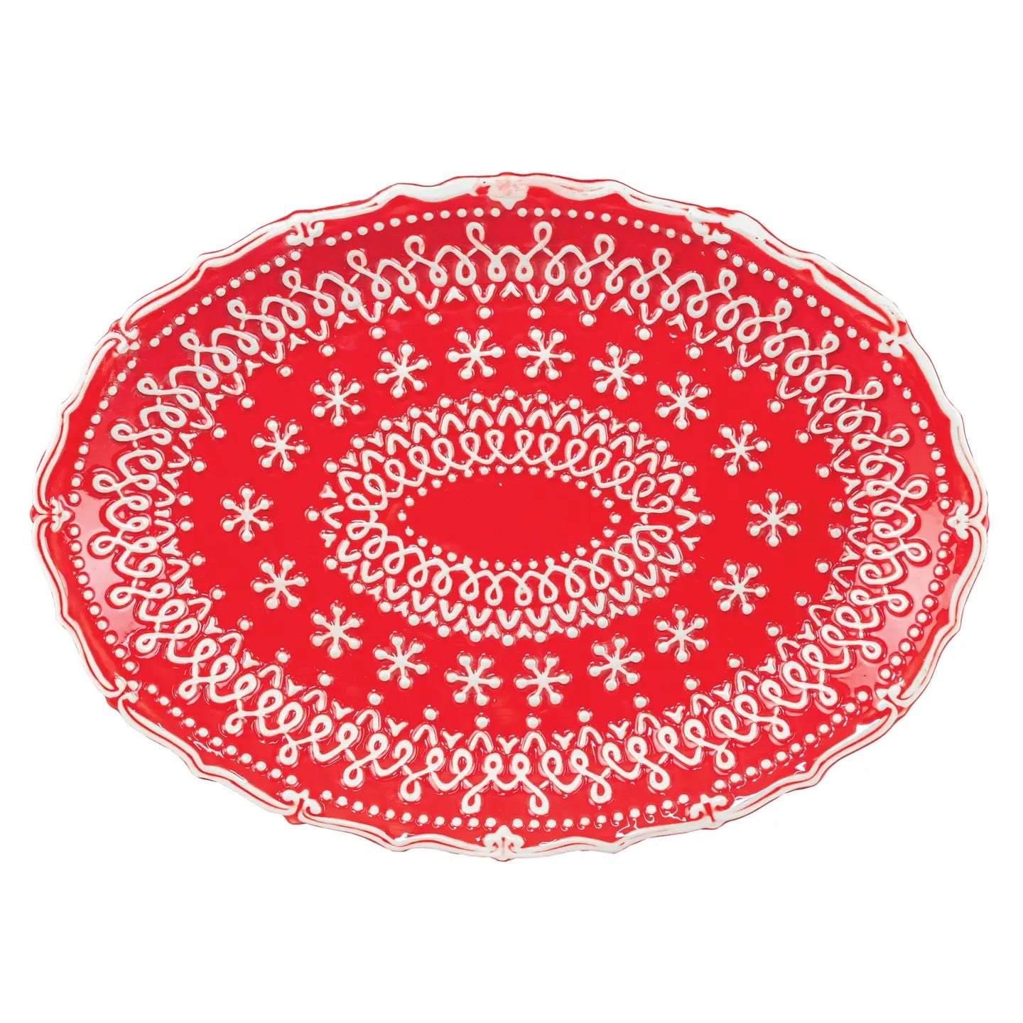 Festive Print Red Dish- 2 Sizes