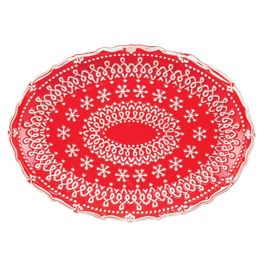 Festive Print Red Dish- 2 Sizes