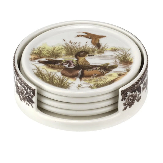 Woodland Ceramic Coasters w/ Holder