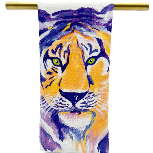 Purple & Yellow Tiger Tea Towel