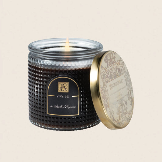 ‘The Smell of Espresso’ Textured Glass Candle