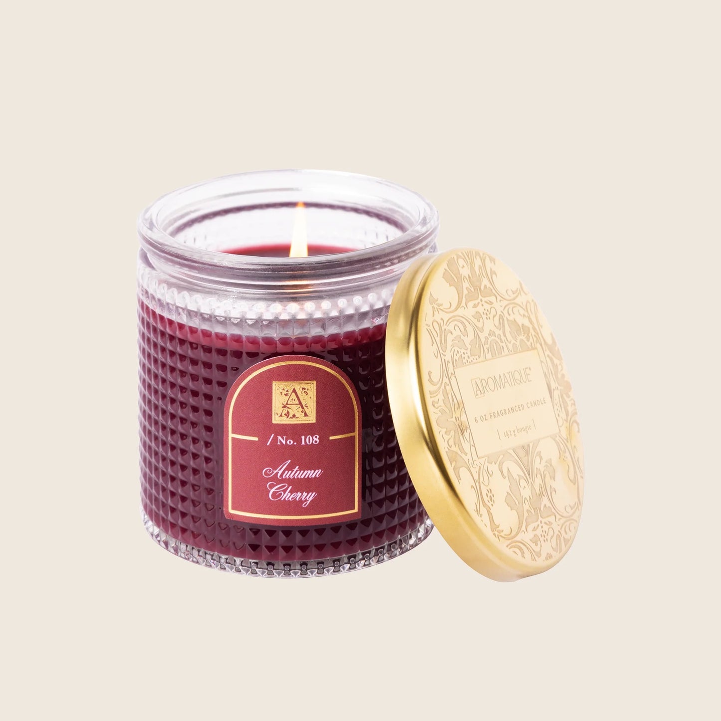 ‘Autumn Cherry’ Textured Glass Candle