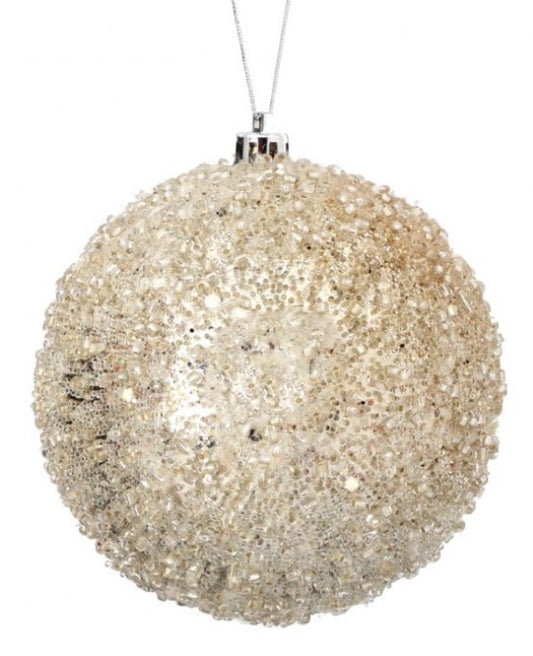 4" Iced Metallic Ball Ornament – Champagne