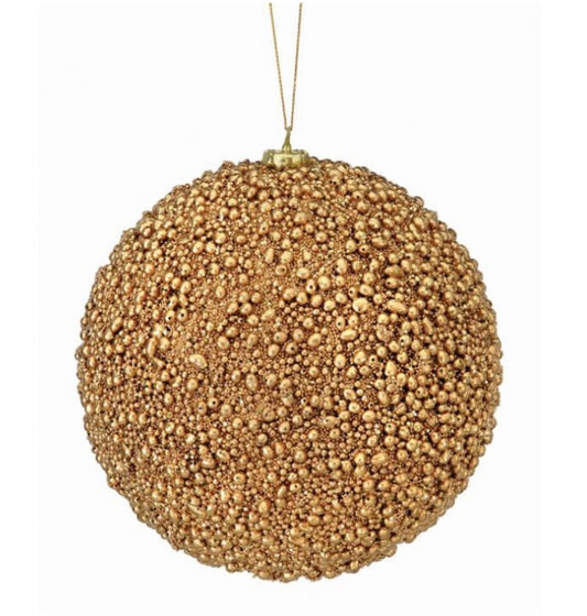 4" & 6" Glitter/Metallic Gold Mini Bead Ball Ornament