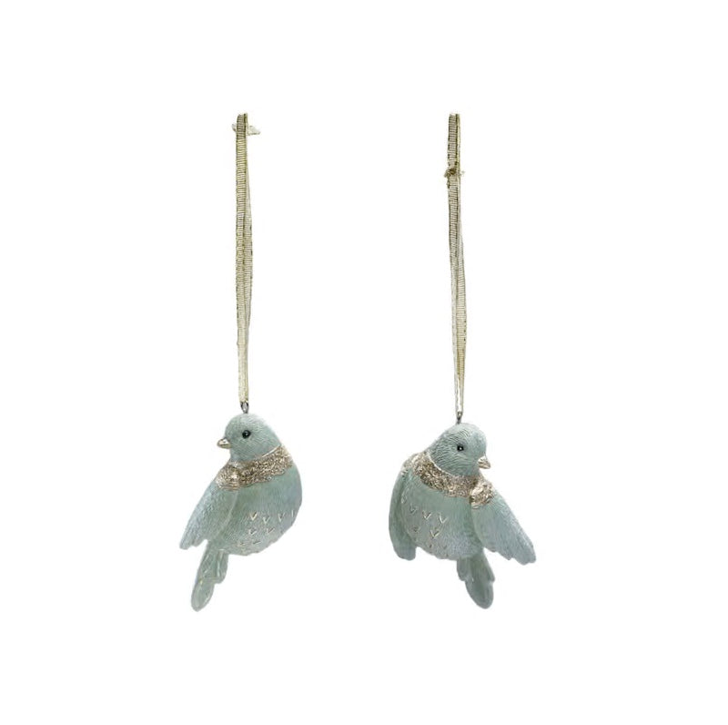 3-1/2" Mint & Gold Bird Ornament