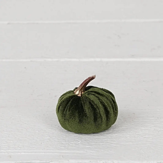 Bag of 6 Velvet 2in. Pumpkins W.Golden Stem-Brown