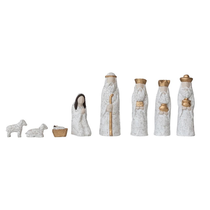 White & Gold Nativity Scene