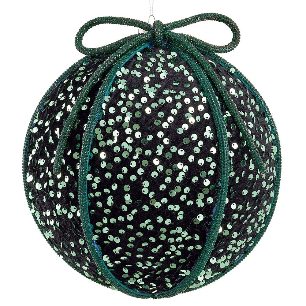 Sequin Ball Ornament W/ Diamond Bow, 2 Sizes