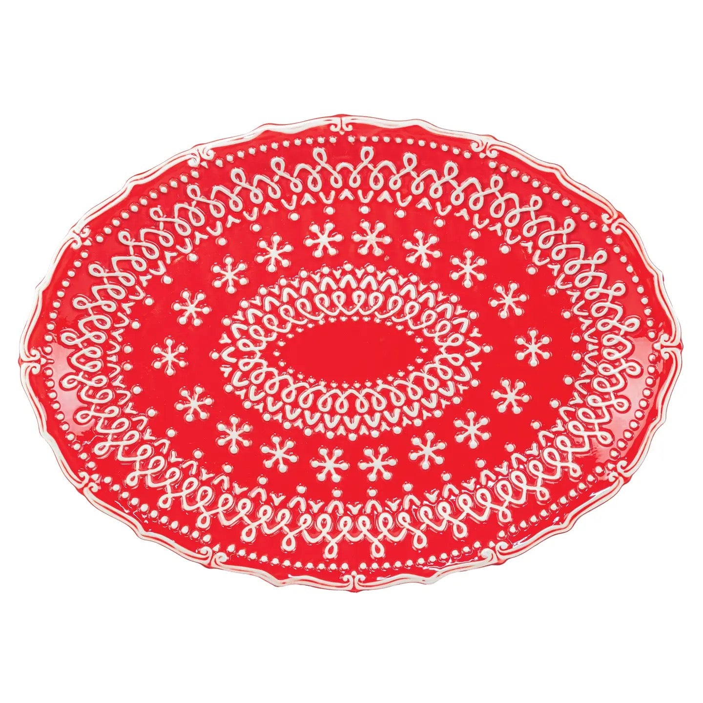 Festive Print Red Dish- 2 Sizes
