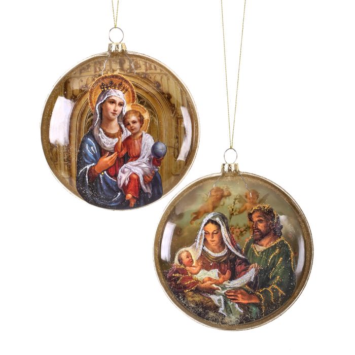 Glass Disc Nativity Ornament, 2 Styles