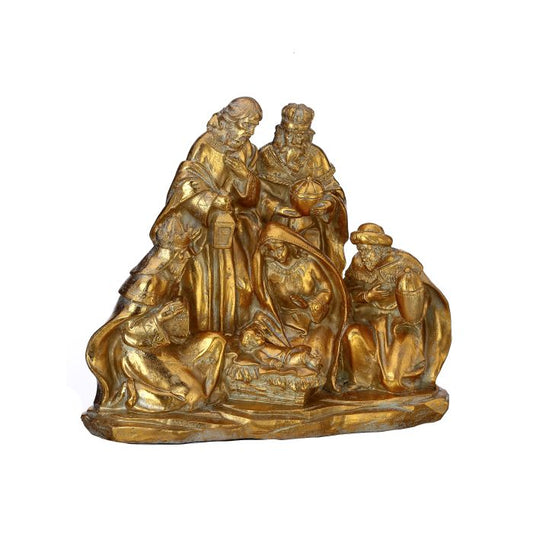 8.5" Resin Golden Nativity Scene