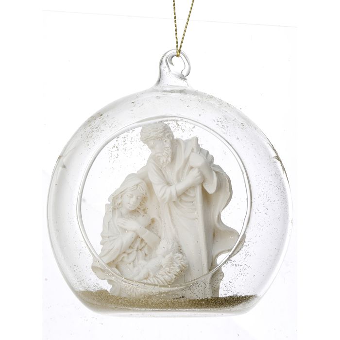 4" Resin in Glass Holy Family Ball Ornament