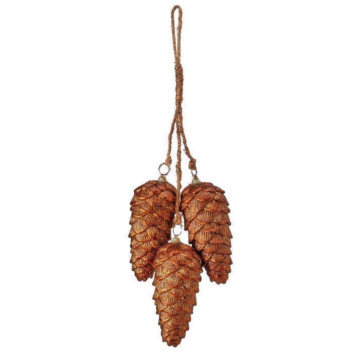 16" Triple Pinecone with Jute Ornament