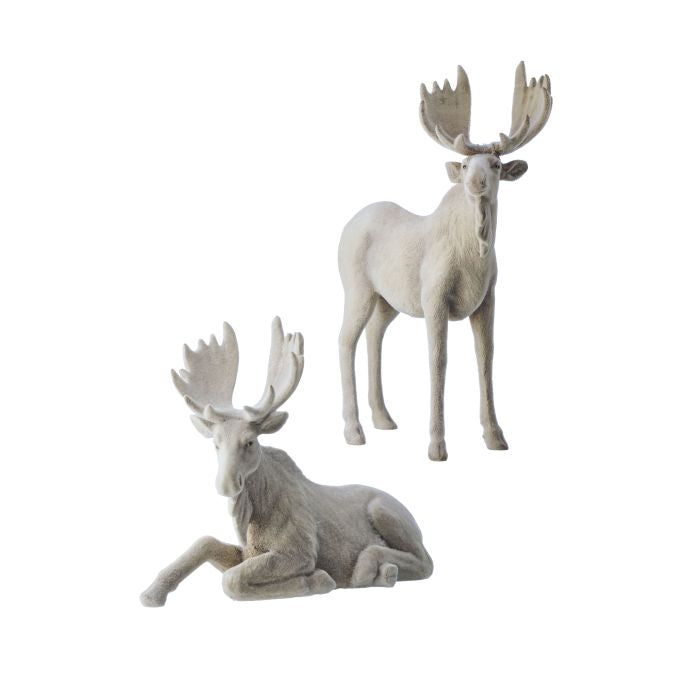 10-12" Resin Flocked Moose, 2 Styles