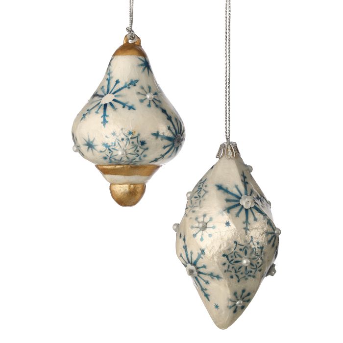 5-5.5" Capiz Snowflake Drop Ornament, 2 Styles