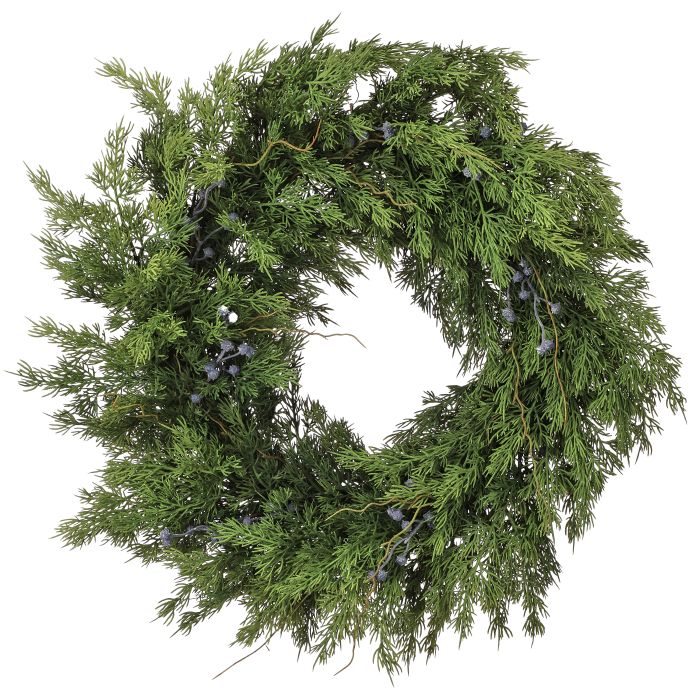 24" Real Touch Blue Berry Juniper Wreath