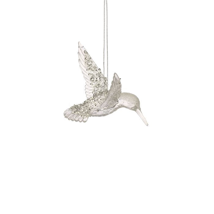4.5" Acrylic Iced Hummingbird Ornament