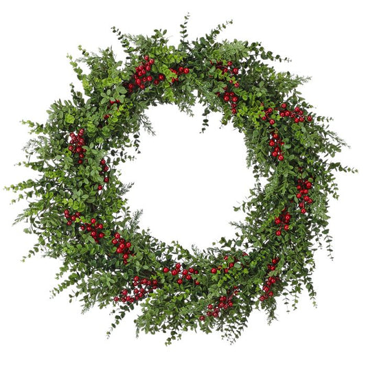 32" Eucalyptus, Pine, and Berry Wreath