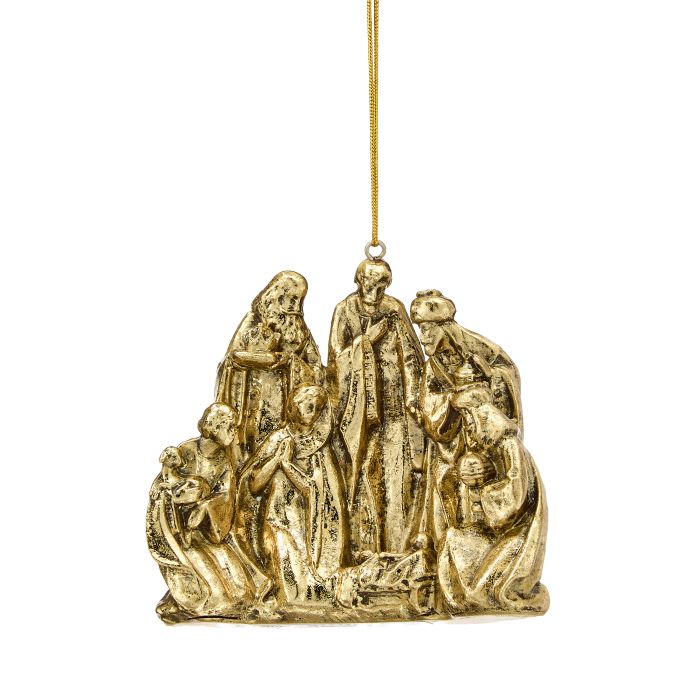 4" Resin Gold Nativity Ornament
