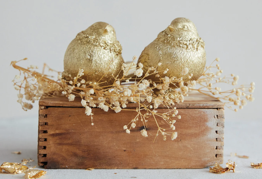 Gold Finish Resin Bird, 2 Styles