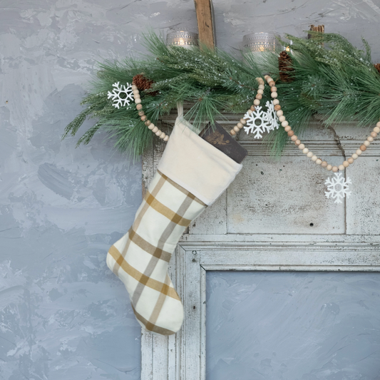 Cream Plaid Stocking