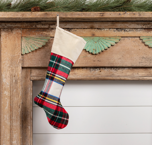 20" White Tartan Stocking
