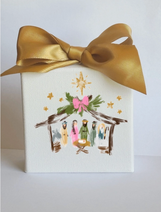Watercolor Christmas Nativity Art