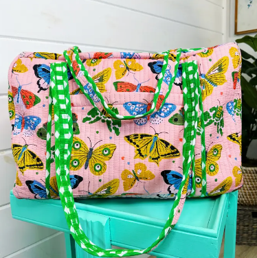 Butterfly Quilted Duffel Travel Bag