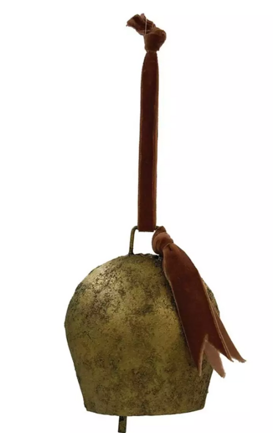 Metal Bell Ornament w/ Velvet Ribbon
