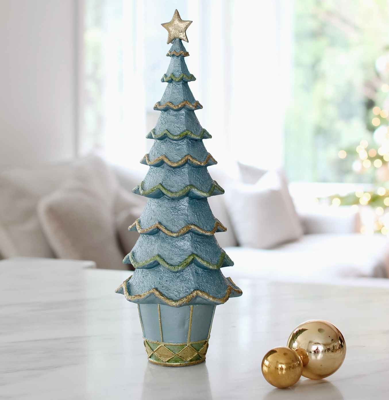 Blue and Gold Layered Tree - 2 Sizes