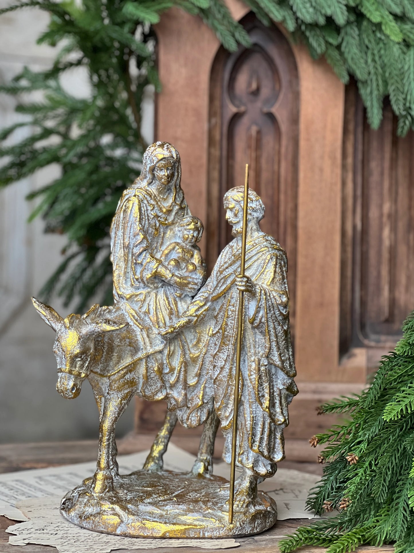 14" Gilded Holy Noel Figurine