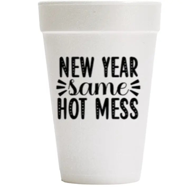 New Years Themed Styrofoam Cups, 2 Styles