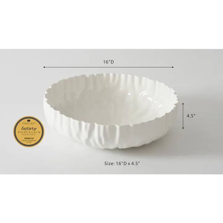 White Porcelain Extra Large Shallow Bowl