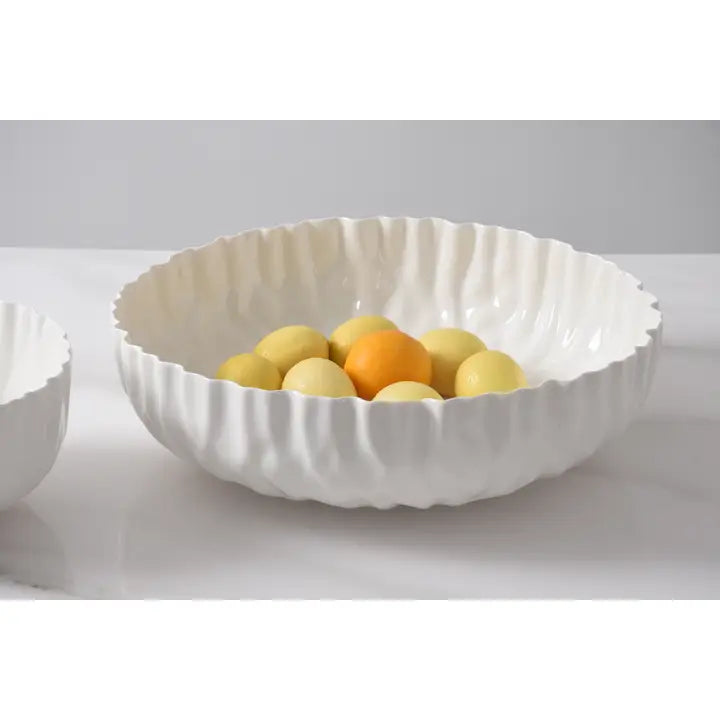 White Porcelain Extra Large Shallow Bowl