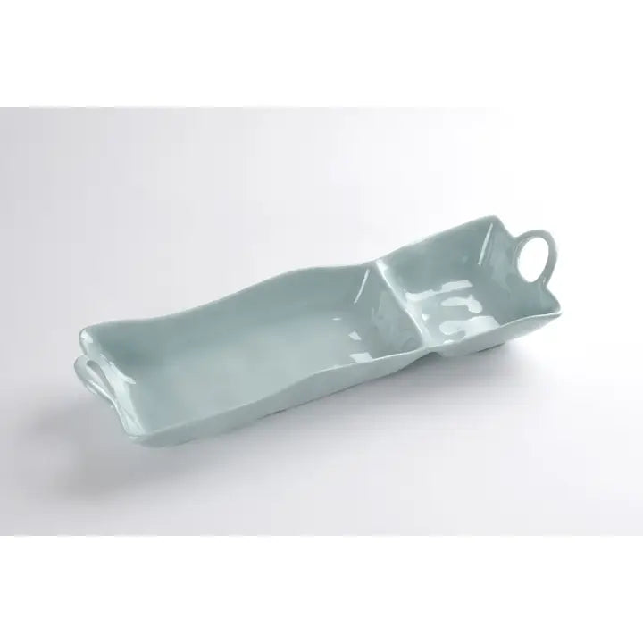 Melamine Aqua Chip & Dip Server