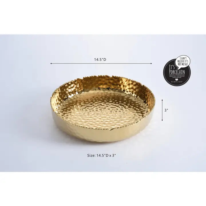 Hammered Gold Extra Large Shallow Bowl