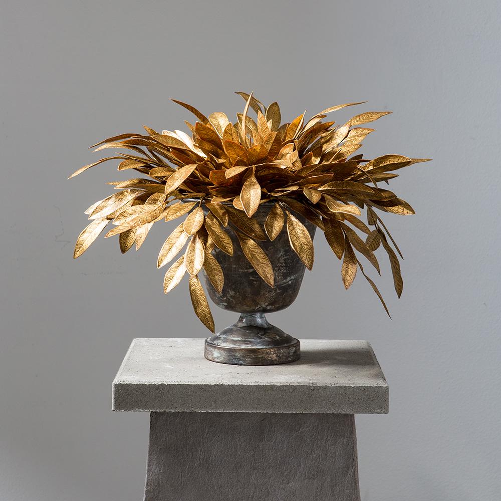 17" Antique Gold Bay Leaf Spray