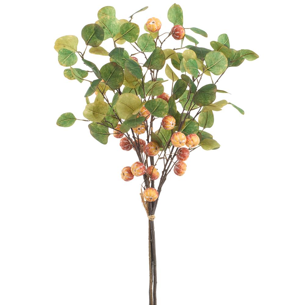 36" Pumpkin/Eucalyptus Bundle of 3 Stems