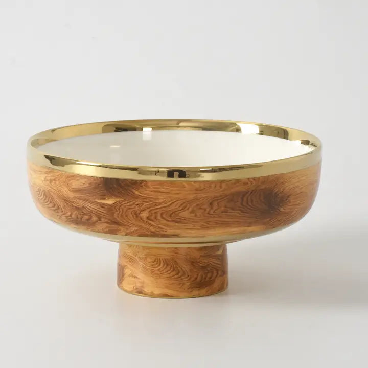 Madera Gold & Wood Footed Bowl- 2 Sizes