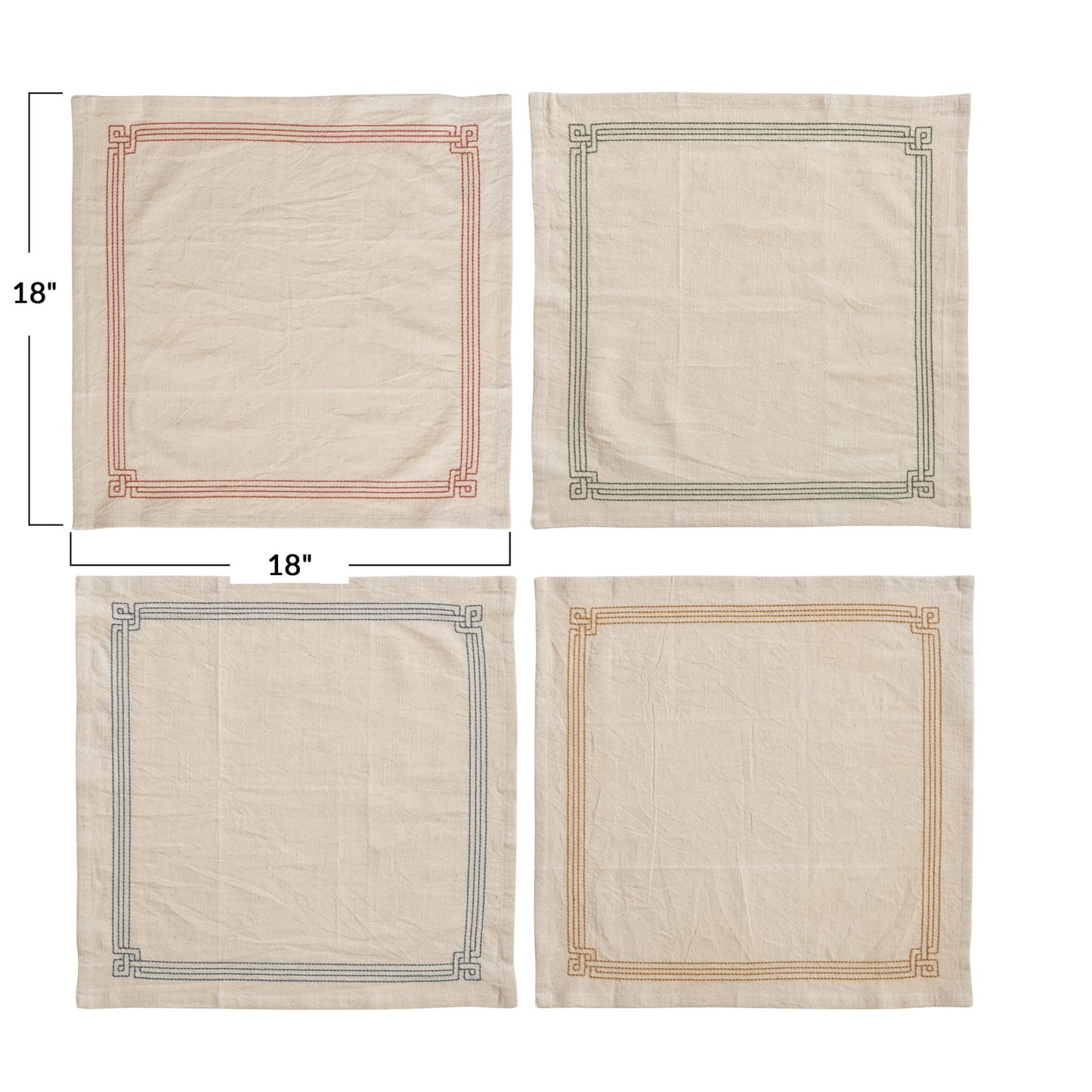 Cotton Napkins w/ Embroidery - Set of 4