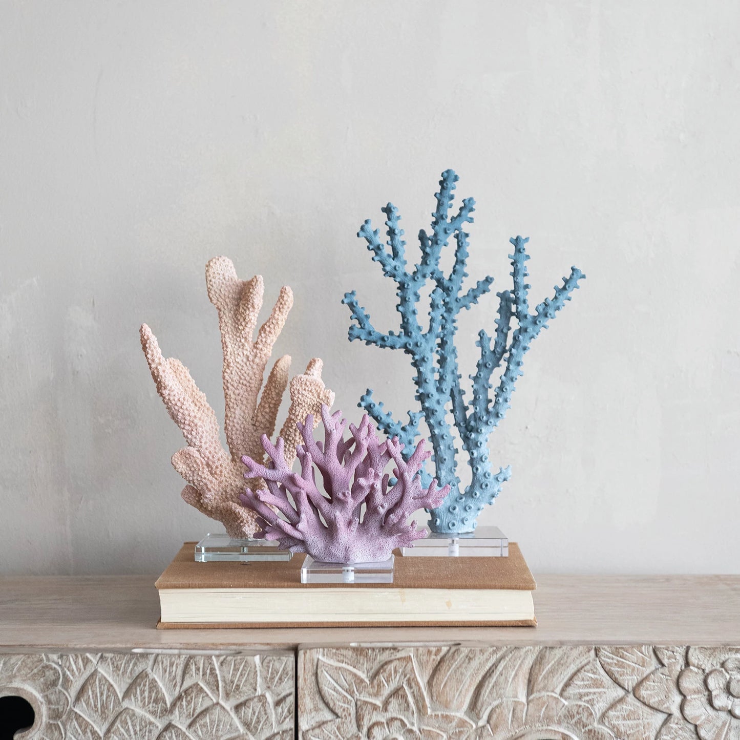 Blue Resin Coral Decor w/ Acrylic Base