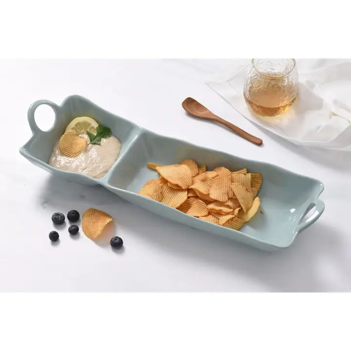 Melamine Aqua Chip & Dip Server