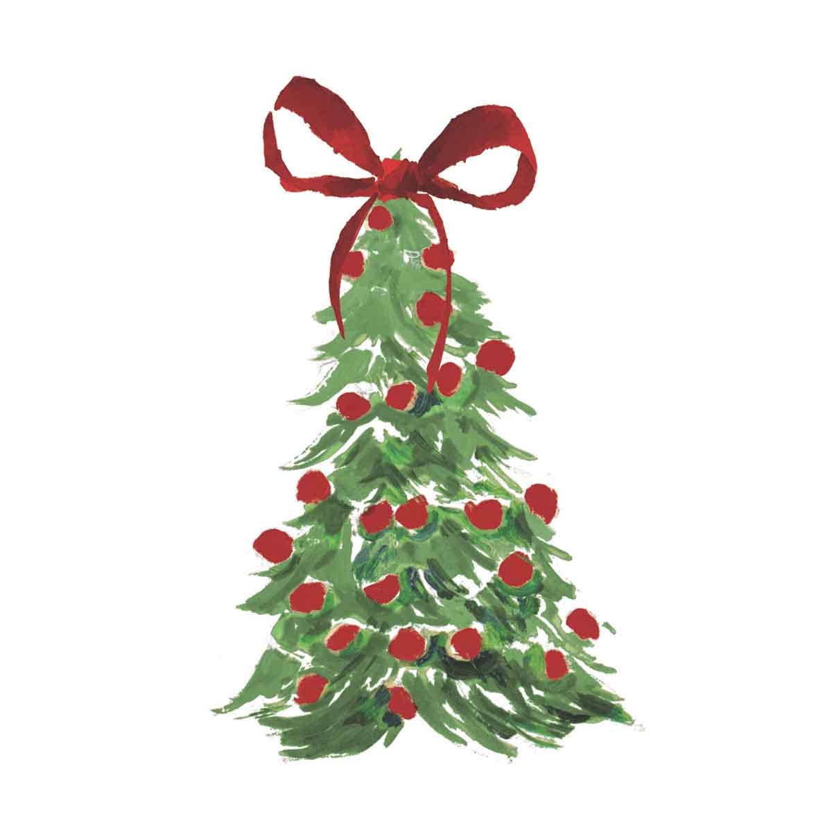 Paper Cocktail Napkins:Christmas Tree Bow