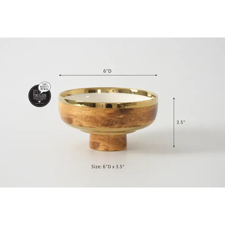 Madera Gold & Wood Footed Bowl- 2 Sizes