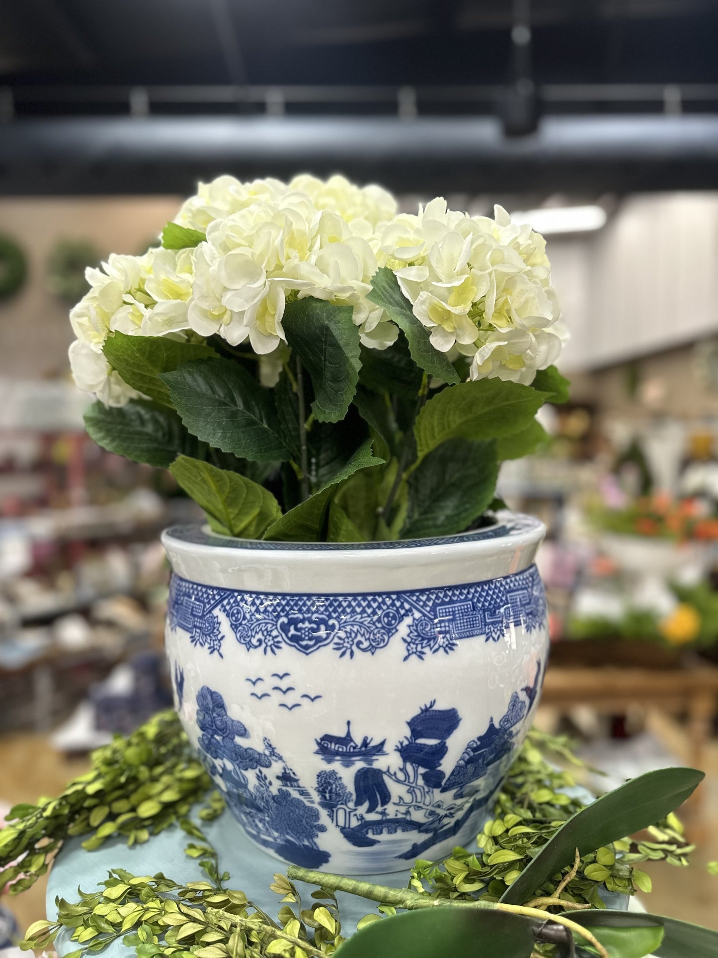 Hand-Painted Stoneware Planter